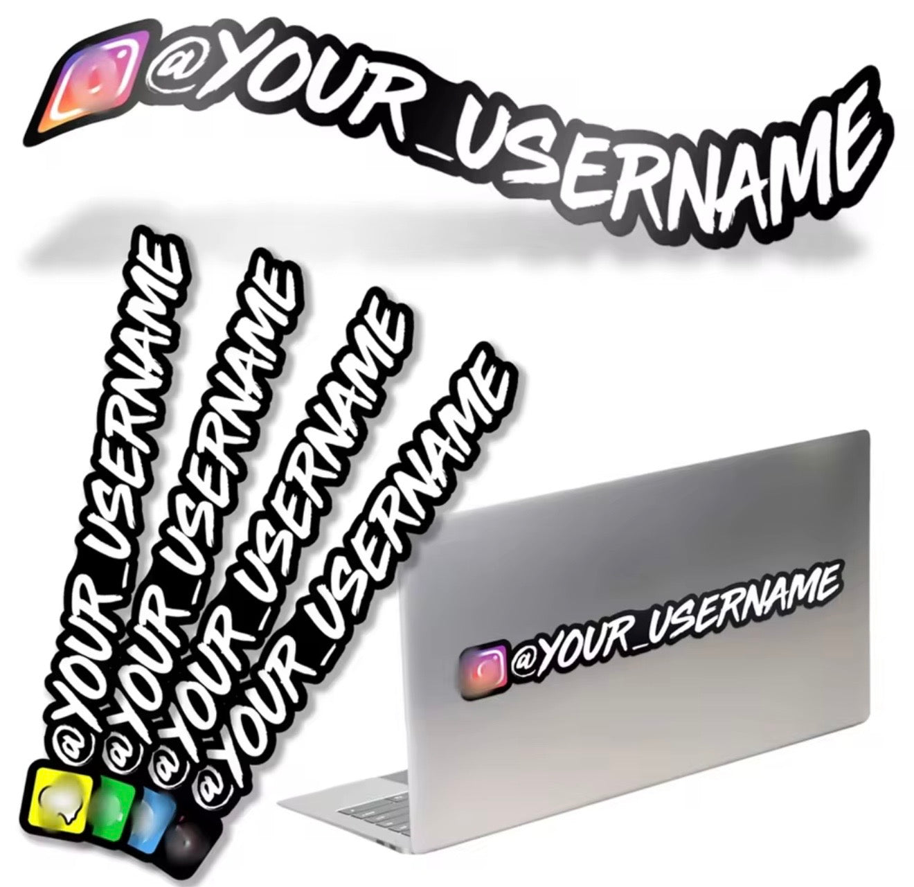 Vinyl stickers DIY with custom usernames, Instagra , TikTok