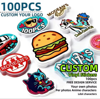 Die Cut Logo Design Stickers 100 count