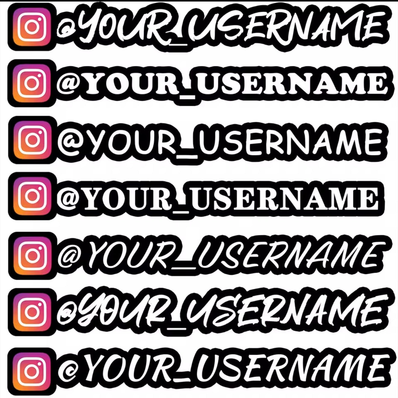 Vinyl stickers DIY with custom usernames, Instagra , TikTok