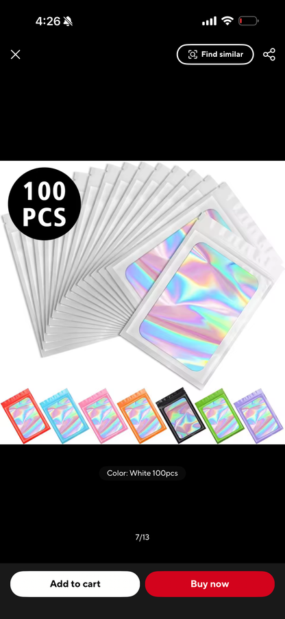 Resealable Holographic Aluminum Foil Hermetic Packaging (Custom Logo Printed)