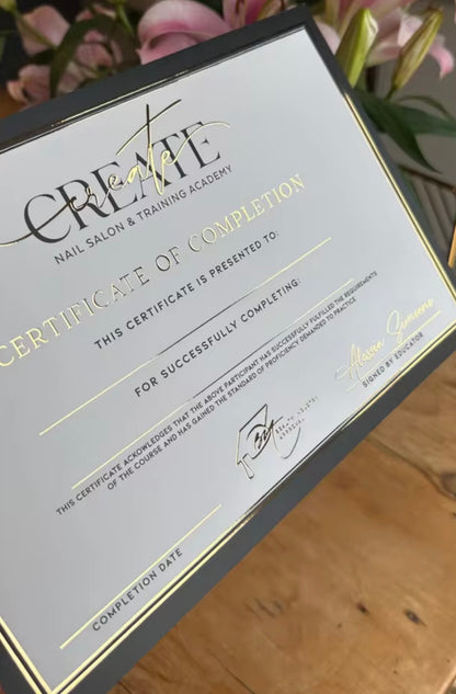 Foil Prints 3D Gold or Silver Foil Training Certificates for Training Academies Beauticians Nail techs Lash techs