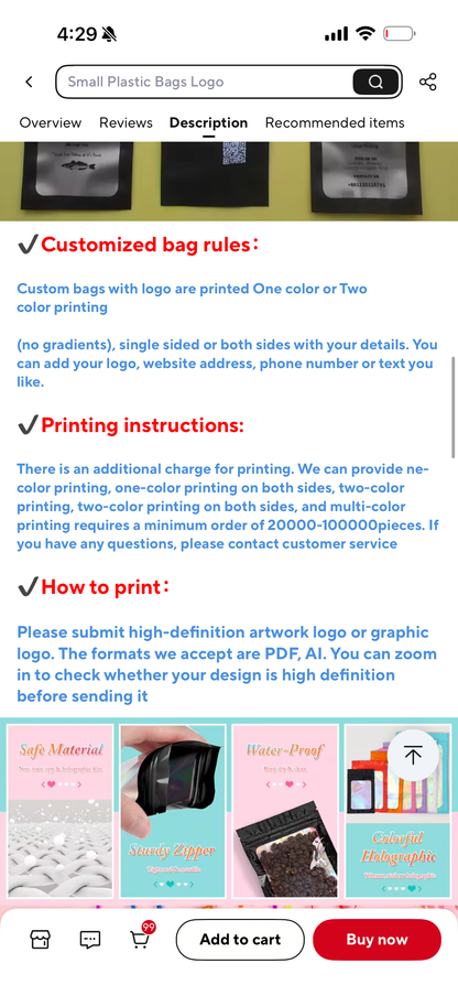 Resealable Holographic Aluminum Foil Hermetic Packaging (Custom Logo Printed)