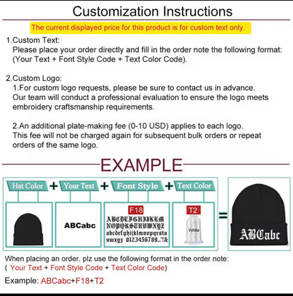 Beanie Embroidery (custom logo)