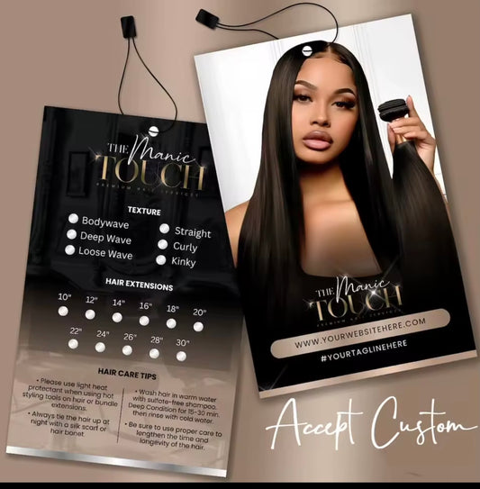 Hair Boutique Hang Tags for hair packaging Printable aftercare loyalty card