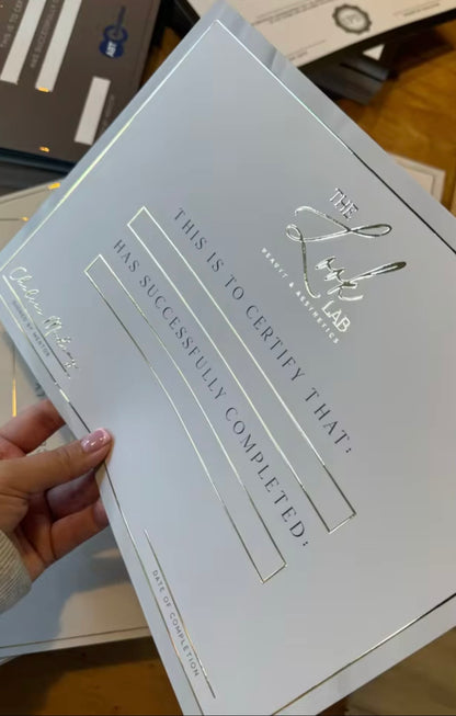 Foil Prints 3D Gold or Silver Foil Training Certificates for Training Academies Beauticians Nail techs Lash techs