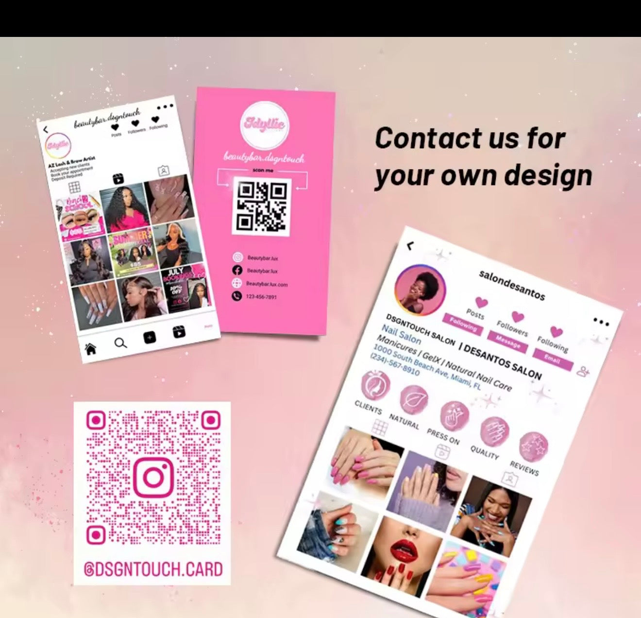 Instagram salon business Card Personalized